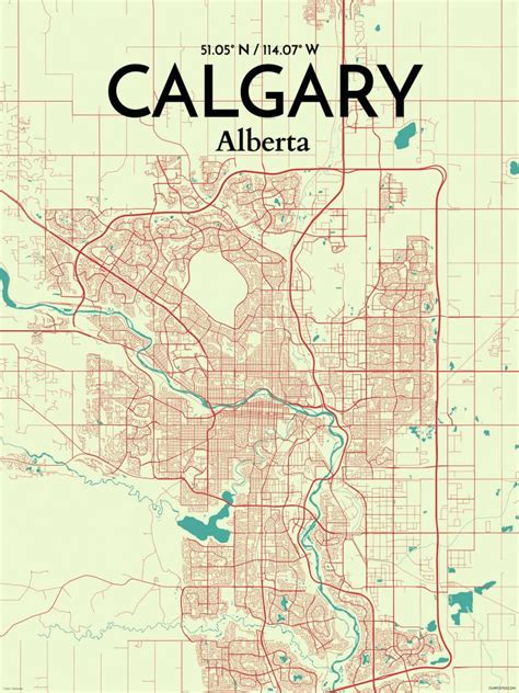 Ourposter Calgary City Map Graphic Art Print Poster In Inside