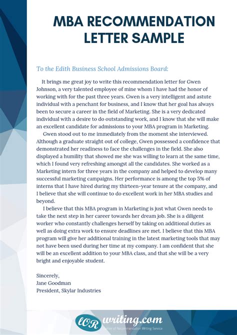 Recommendation Letter From Manager For Mba Invitation Template Ideas