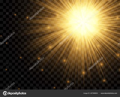 Sinar Matahari Pada Latar Belakang Transparan Sinar Cahaya Kuning Yang