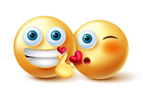 Emoji Couple Emoji Vector Design Inlove 3d Emojis Characters In Kissing And Finger Heart