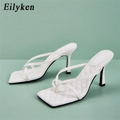 Eilyken New Slippers Women High Heels Summer Slippers Flip Flops For