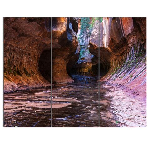 Zion national park has three entrance stations: DesignArt 'Cave in Zion National Park Utah' 3 Piece ...
