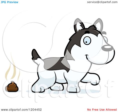 Cartoon Of A Cute Husky Puppy Dog Pooping Royalty Free