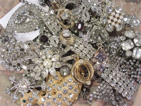 Vintage Destash Rhinestone Jewelry Lot For Crafts And Salvage Etsy