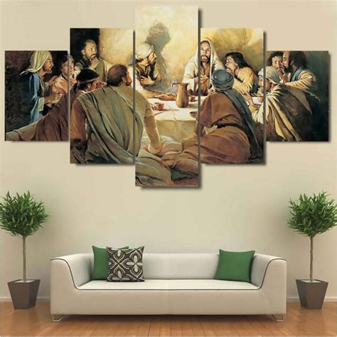 Last Supper Wall Art Canvas Print 5 Piece Panel Hanging Etsy