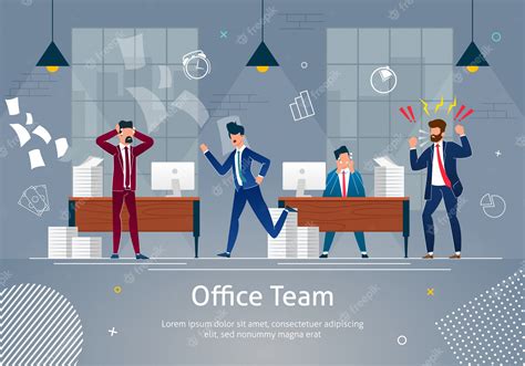 Premium Vector Chaos At Workplace Office Team In Panic