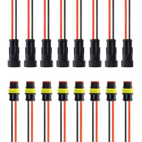 10 Pairs Of 2 Pin Way Waterproof Electrical Wire Connector Plug