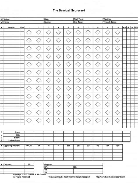 7 Free Printable Baseball Scorecard Sheet Templates Word Excel Formats