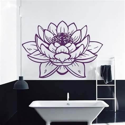 Lotus Vinyl Wall Decals For Bathroom Flowers Art Stickers