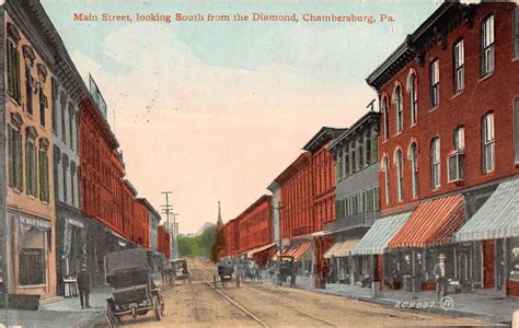 Chambersburg Pennsylvania Main St South From The Diamond Antique Pc