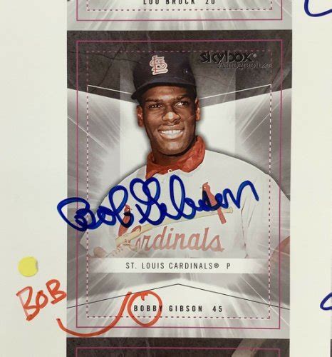 Bob Gibson Autographed Memorabilia Signed Photo Jersey Collectibles