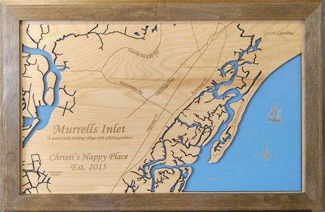 Murrells Inlet South Carolina Wood Laser Cut Map Laser Cut Wood