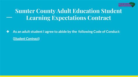 Adult Education Student Code Of Conduct Contract