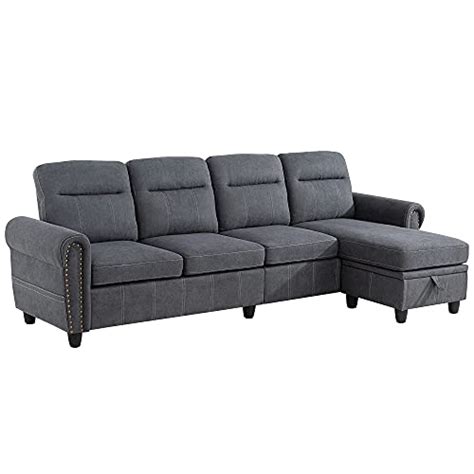 Walsunny 4 Seat Sectional Sofa Couch With Reversible Chaise