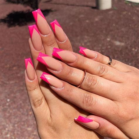 Hot Pink Tips With Tapered Square Kazmiraemery