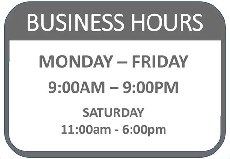 Printable Business Hours Sign Template Template 1 Resume Examples