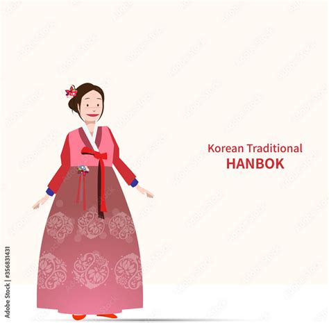 Hanbok Illustration Korean Traditional Dress Character Stock Vector