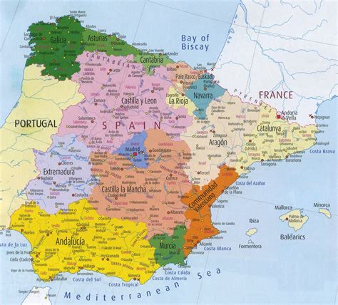 Map Of Spain Region Political Map Of Spain Tourism Region And Topography