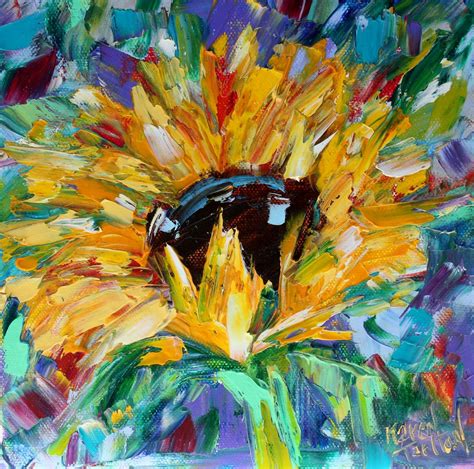 Sunflower Painting Still Life Art Original Oil Flower Abstract