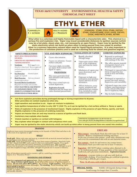 Chebi diethyl ether, certified ar for analysis, stabilised with bht, meets analytical specification of ph.eur, fisher chemical™. Diethyl Ether Chemical Hazards - DIETOSA