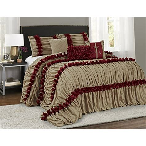 Unique Home 7 Piece Caralina Chic Ruched Ruffled Pleated Bed In A Bag