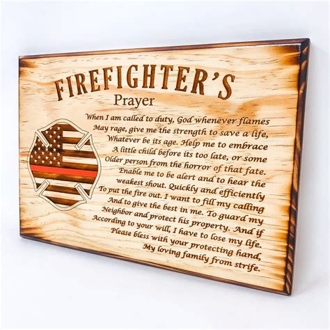 Firefighter T Personalized Prayer Prayer Plaque Thin Etsy