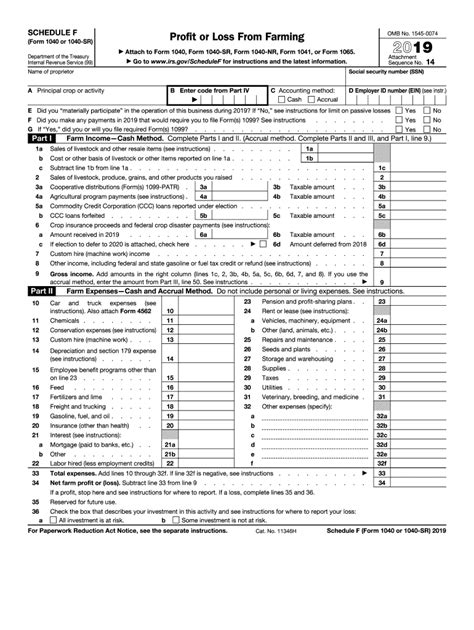 Irs 1040 Schedule F 2019 2022 Fill And Sign Printable Template