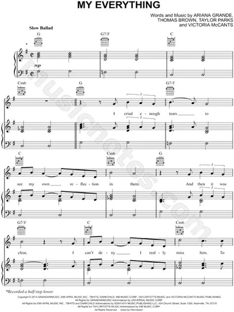 ariana grande my everything sheet music in g major download and print sku mn0154150