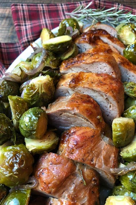 Spoon the brussels sprouts around the pork. Sheet Pan Pork Tenderloin with Maple Rosemary Brussels ...