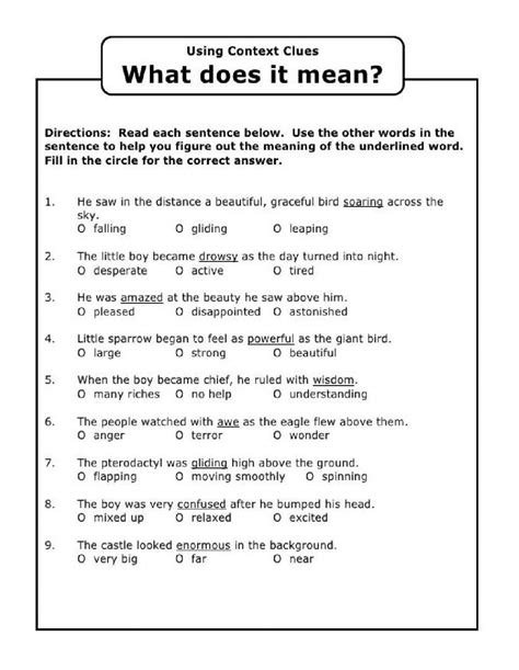 Reading Comprehension With Context Clues Worksheet