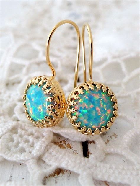 Opal Earrings Mint Opal Drop Earrings Dangle Earring Mint Earrings
