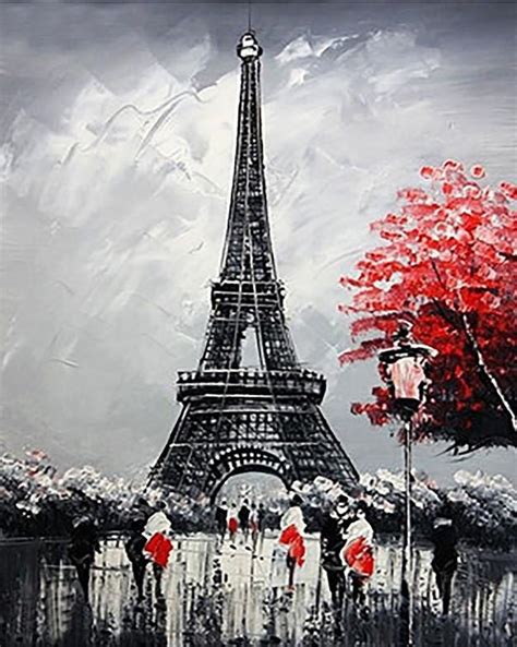 Black And White Paris Eiffel Tower Cities Paint By Numbers Numeral