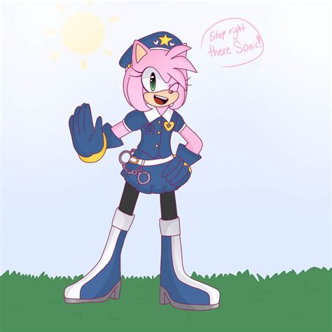 Amy Rose The Police ️🤍💙 Sonic The Hedgehog Amino