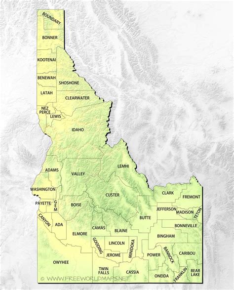 Idaho Counties Map With Cities