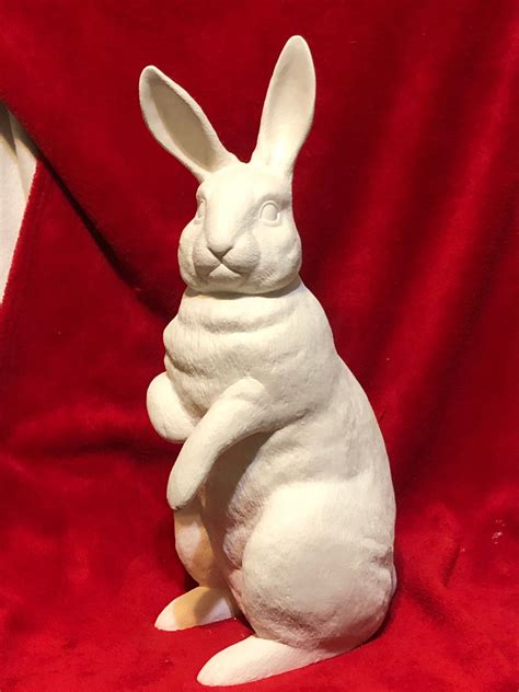 Duncan Molds Life Size Standing Rabbit In Ceramic Bisque Ready To Paint