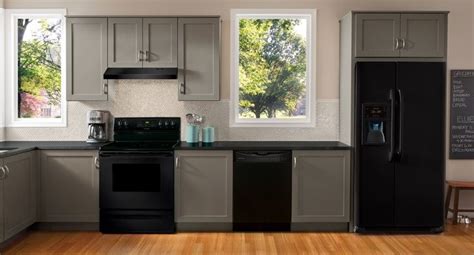 Taupe kitchen cabinets with black appliances. Grey Cabinets with Black Appliances | grey with black ...