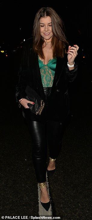 Imogen Thomas Puts On A Very Racy Display In Plunging Lace Corset And Skintight Leather Trousers