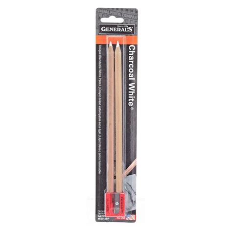 Shop Generals Charcoal White Pencil Pack 2 With Sharpener Australia