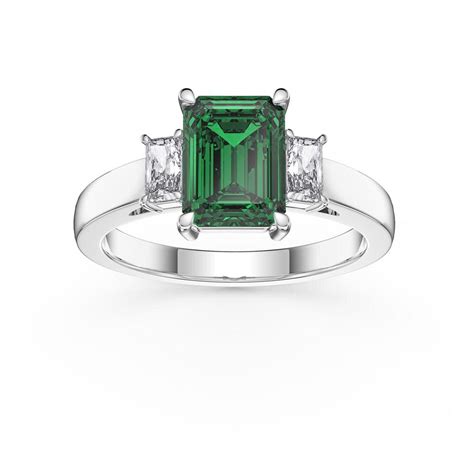 Princess 2ct Emerald Emerald Cut 9ct White Gold Three Stone Proposal