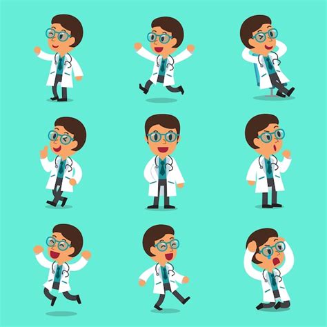 Premium Vector Cartoon Male Doctor Character Poses