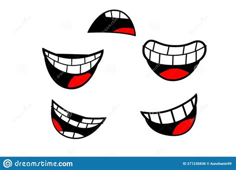 Set Of Cartoon Mouths Isolated On A White Background Variety Of