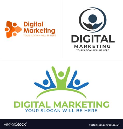 Digital Marketing With People Logo Design Vector Image