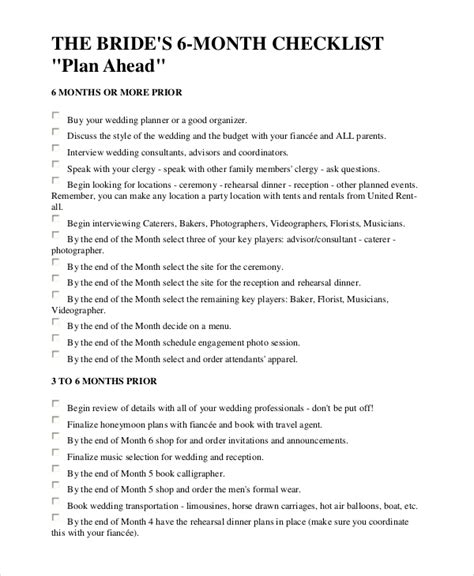 wedding checklist  examples format  examples