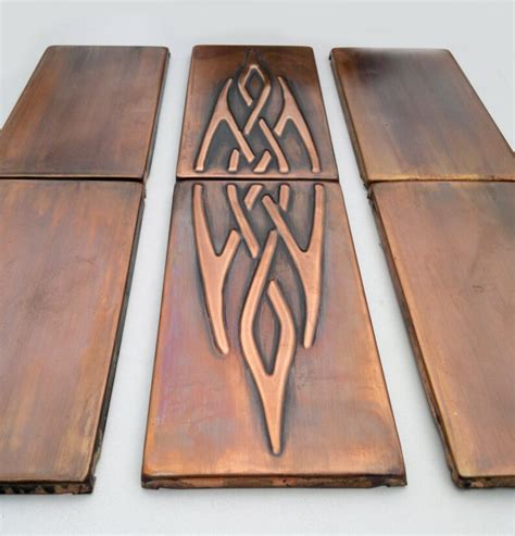 Backsplash Set Of 6 Brown Patinated Copper Tiles Kitchen Etsy