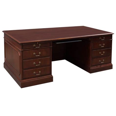 Traditional Veneer Used 36x72 Double Pedestal Desk Cherry National