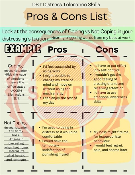 Dbt Pros And Cons List Worksheet Etsy Canada