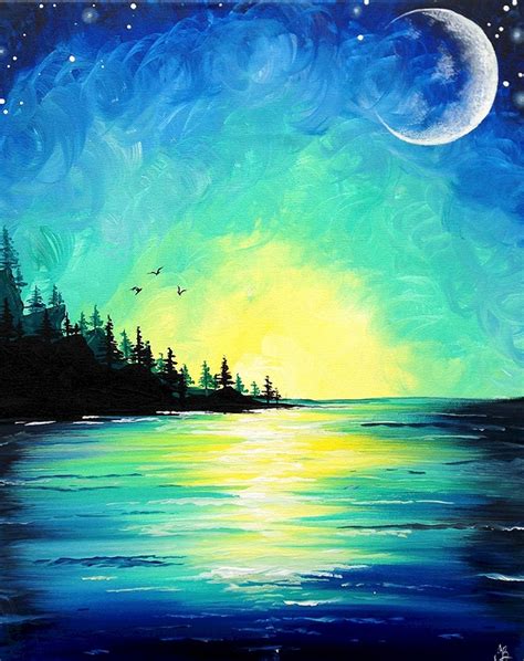 Paint Nite Sunset Over Pine Lake