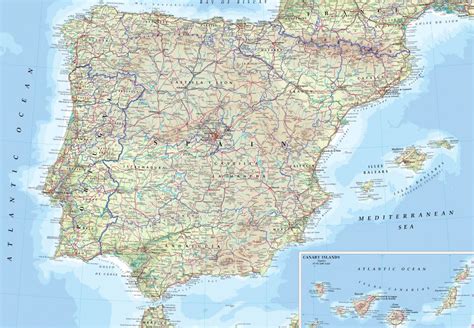 Large Road Map Of Spain And Portugal With Cities And Airports Spain