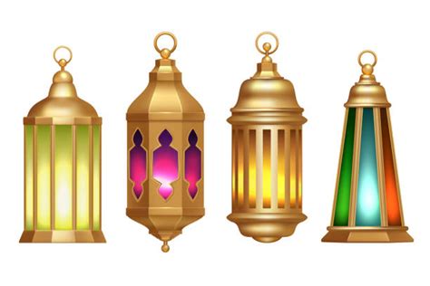 Set Of Elegant Arabic Or Islamic Lantern Or Fanous Illustrations