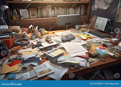 Messy And Cluttered Desk Panoramic Banner Royalty Free Stock